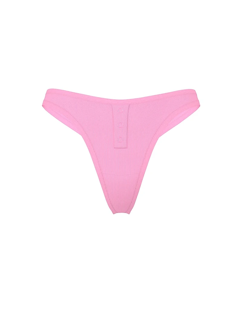 Cotton Lace-Trim Thong Panty