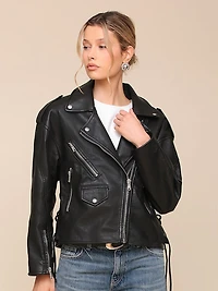 Faux-Ever Leather Lace Up Biker Jacket