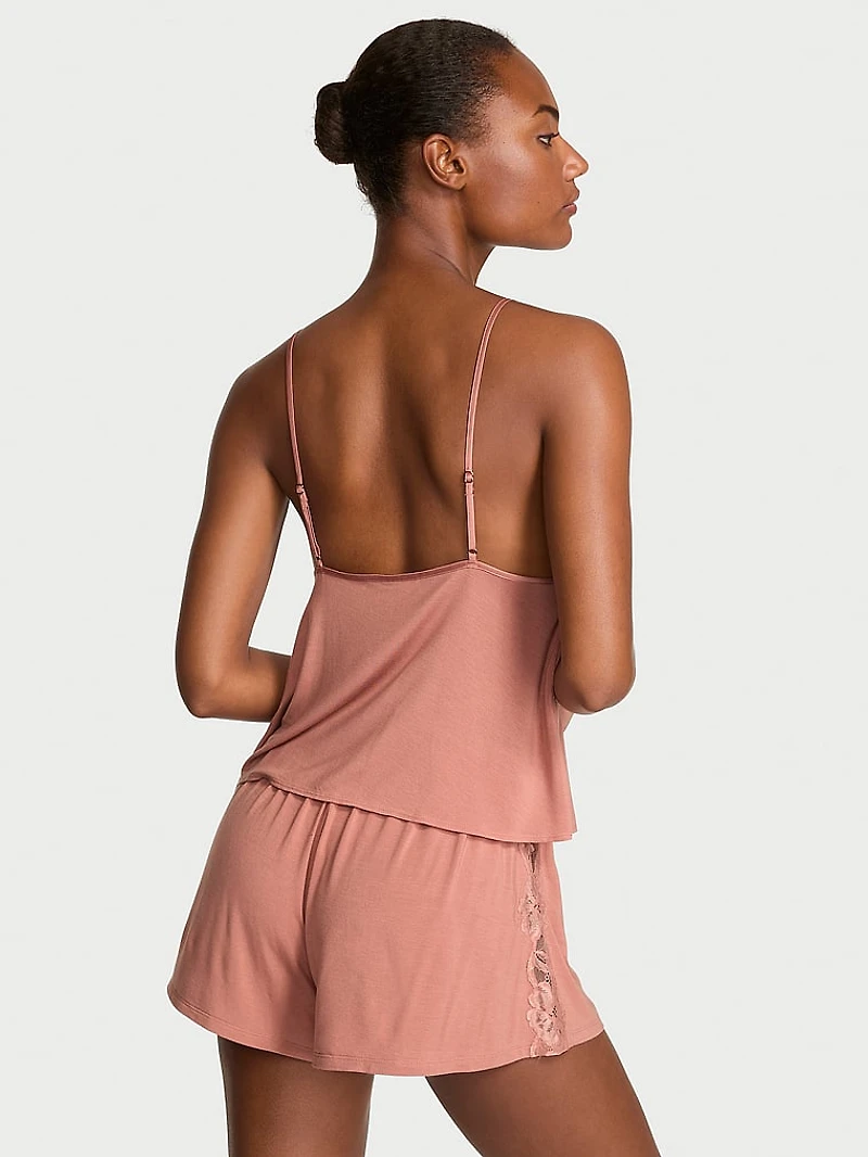 Modal Soft Lace-Trim Flyaway Cami Set