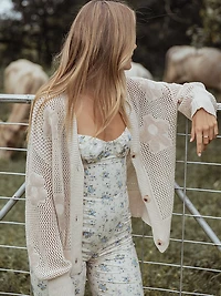 Winslow Open Knit Flower Cardigan