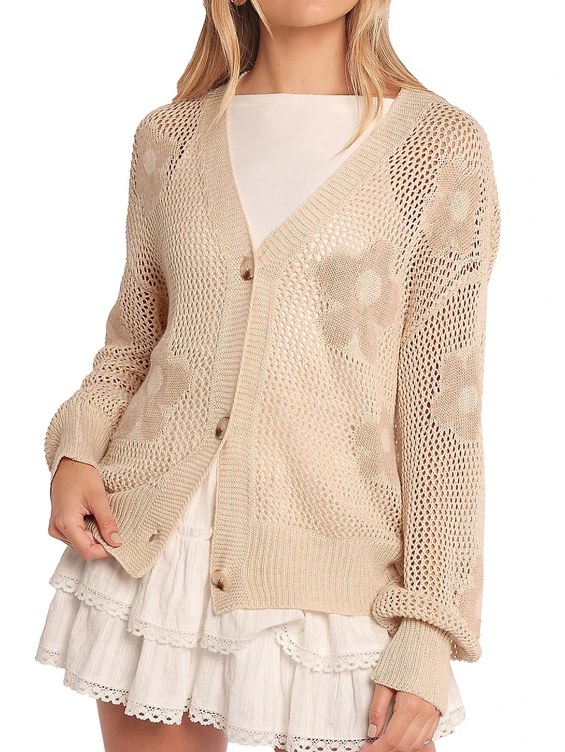 Winslow Open Knit Flower Cardigan