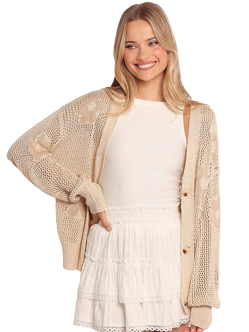 Winslow Open Knit Flower Cardigan