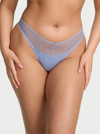 Stretch Cotton High-Leg Scoop Thong Panty