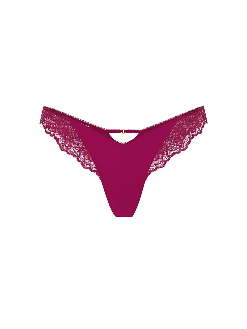 Rose Lace High-Leg Thong Panty
