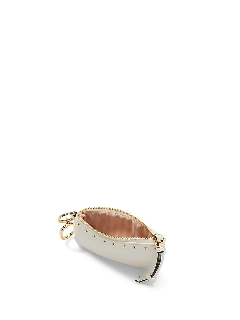 Refined Stud Zip Coin Purse Keychain