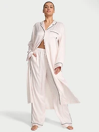 Glazed Satin Long Flyaway Tunic Pajama Set