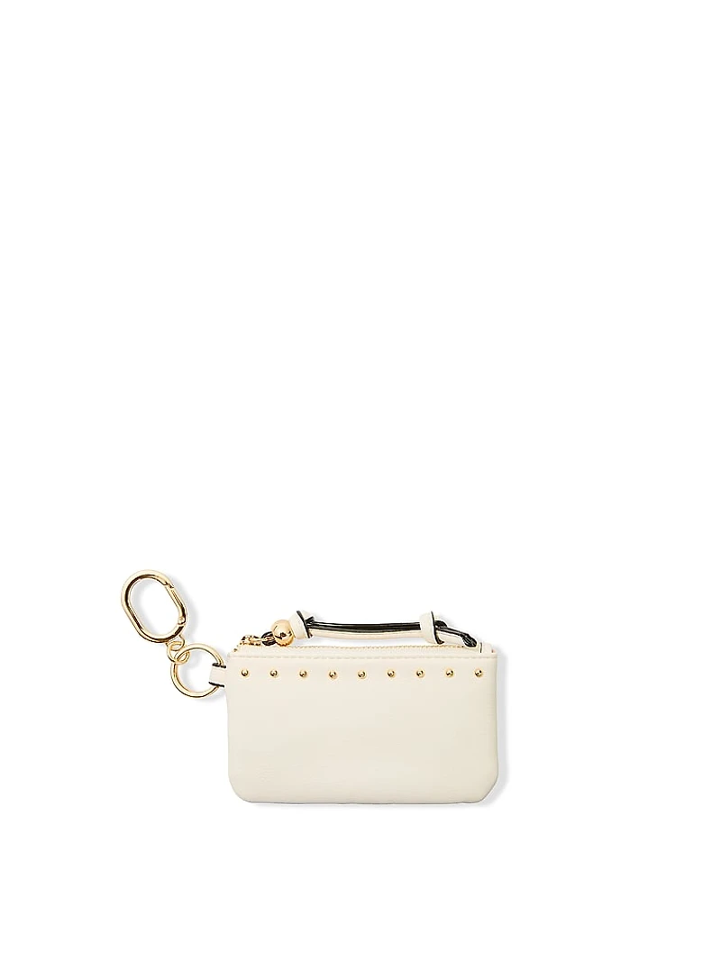 Refined Stud Zip Coin Purse Keychain