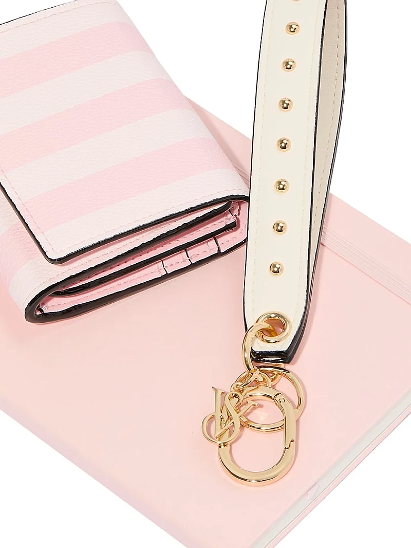 Refined Stud Narrow Wristlet Strap Keychain