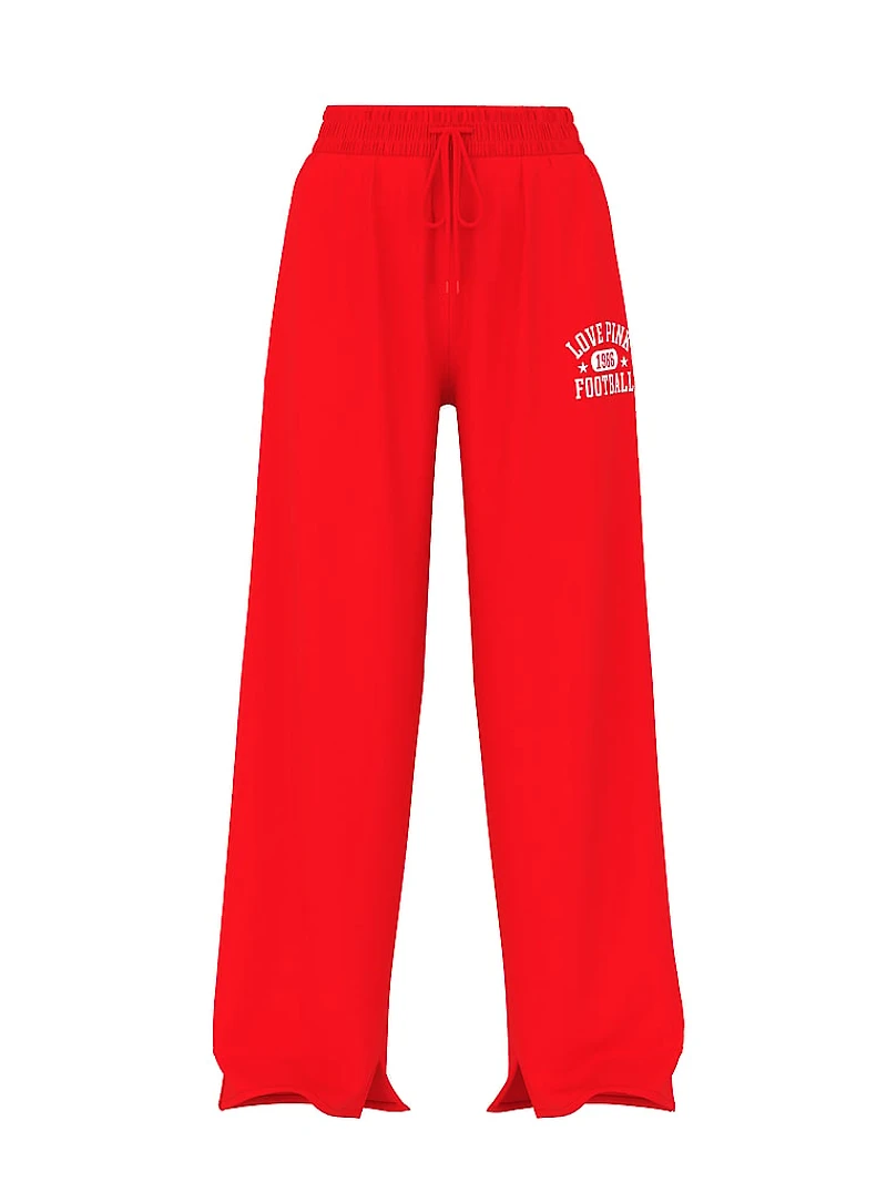 Ivy Fleece Wide-Leg Split-Hem Sweatpants