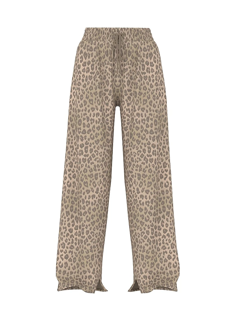 Ivy Fleece Wide-Leg Split-Hem Sweatpants