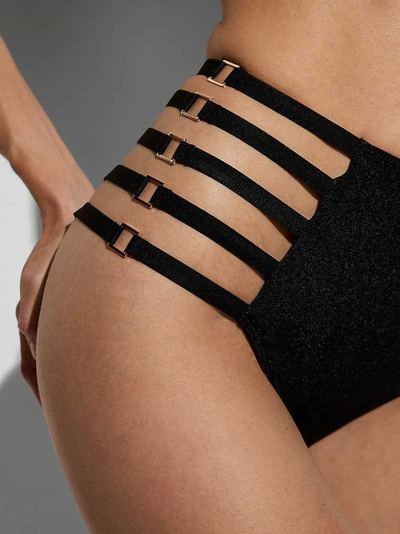 Archives Sexy Cut-Out High-Waist Cheeky Bikini Bottom