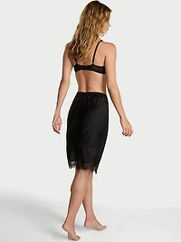 Satin Lace-Trim Skirt