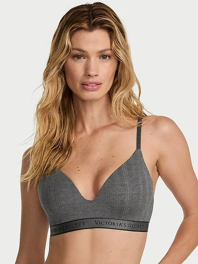Cotton Rib Logo Hardware Lightly Lined Wireless Bra