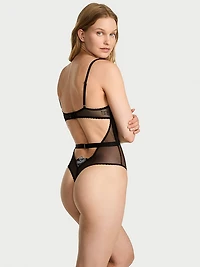 Electric Orchid Embroidery Sheer Bodysuit