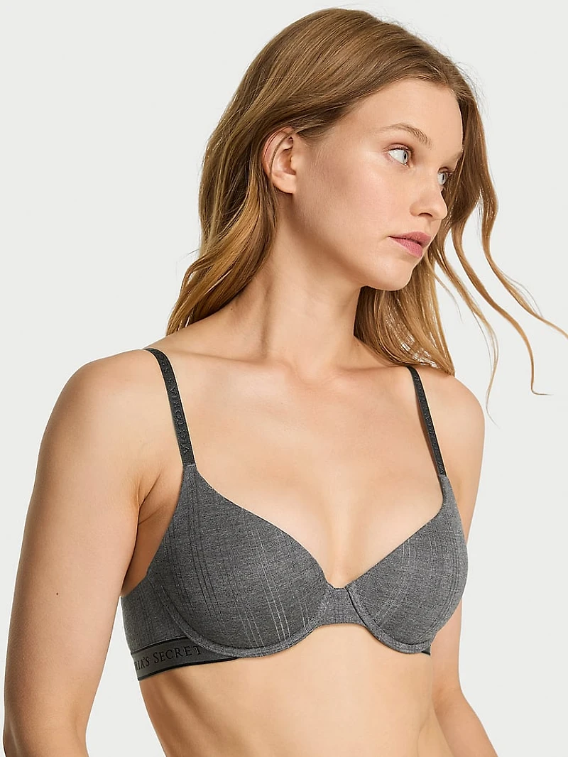 Pointelle Logo Lightly Lined Demi Bra
