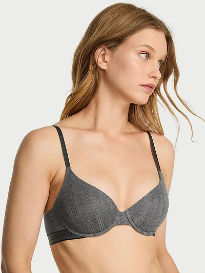 Pointelle Logo Lightly Lined Demi Bra