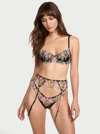 Wisteria Embroidery Garter Belt