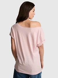 Campus Cotton Off-The-Shoulder Tee