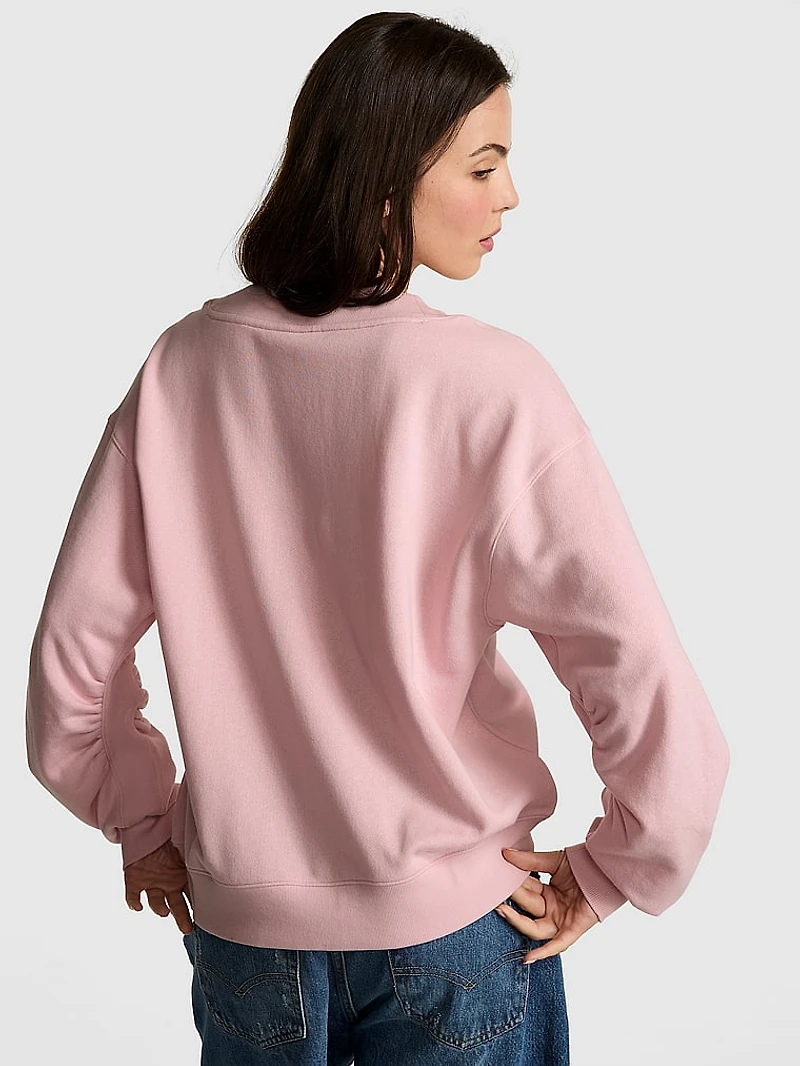 Ivy Fleece V-Neck High-Low Cropped Sweatshirt