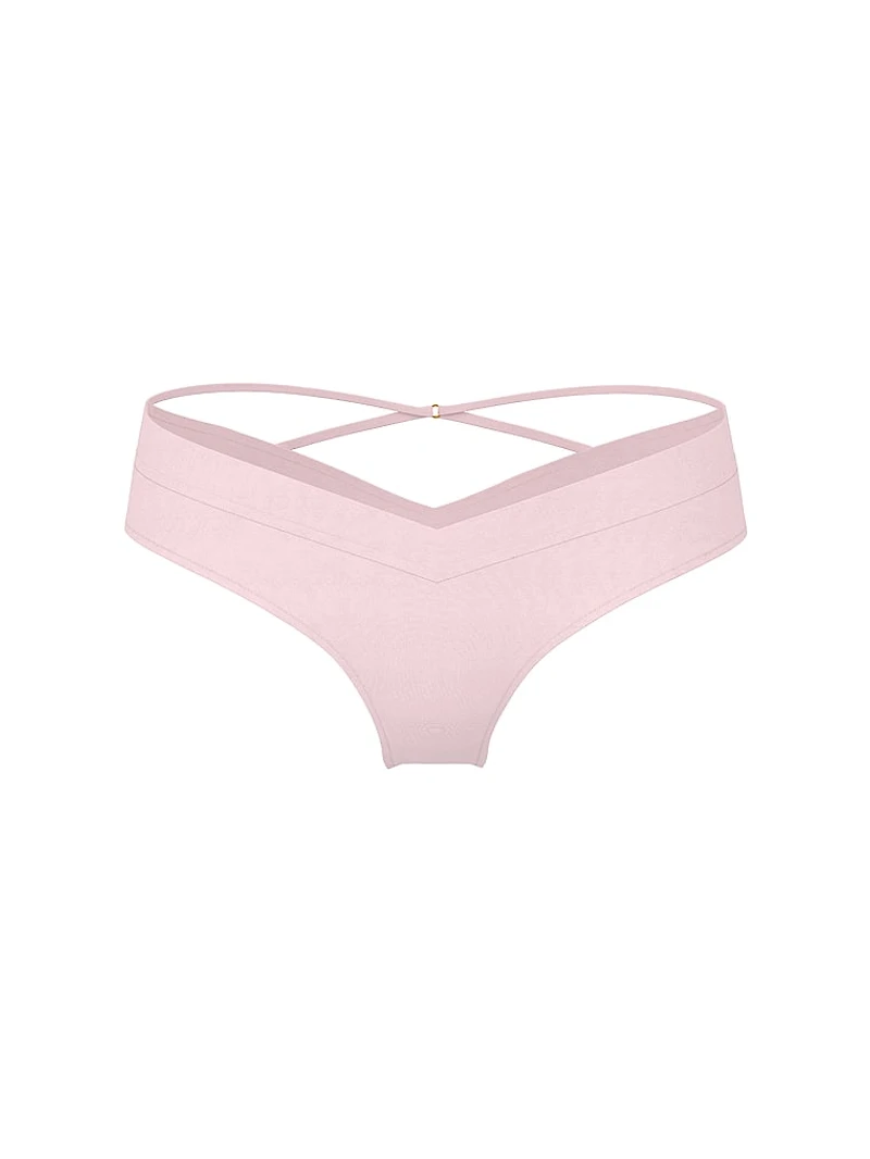 Smooth Strappy-Back High-Leg Thong Panty