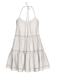 Beachwear Cotton Gauze Halter Tiered Mini Dress