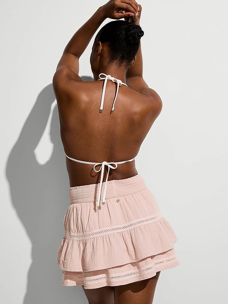 Beachwear Cotton Gauze Ruffled Mini Skirt