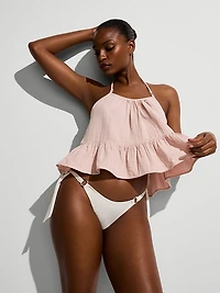 Beachwear Cotton Gauze Halter Tank Top