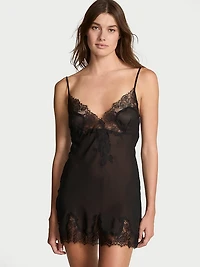 Rose Lace & Chiffon Mini Slip Dress