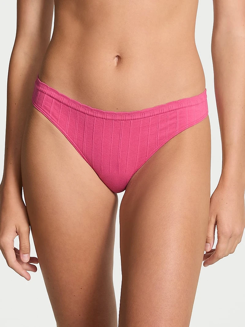 Seamless Lace-Trim Thong Panty
