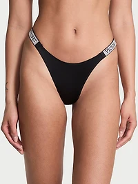 Shine Strap Rose Lace Crotchless Brazilian Panty