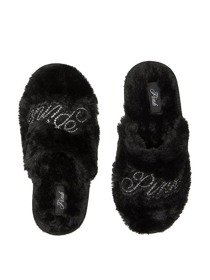 Faux-Fur Closed-Toe Slippers