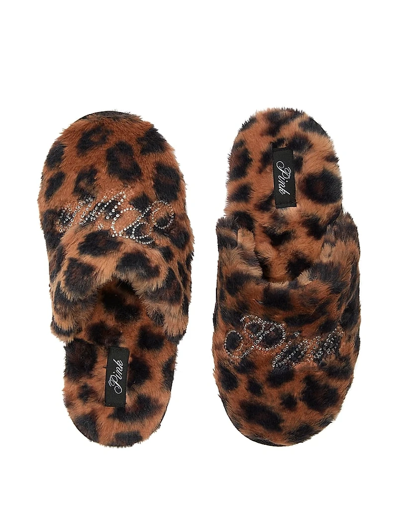 Faux-Fur Closed-Toe Slippers