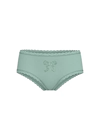 Cotton Pointelle Lace-Trim Cheeky Panty