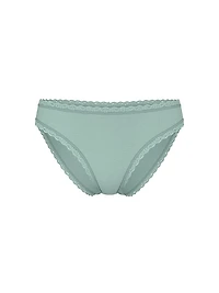 Cotton Shadow Stripe Lace-Waist Bikini Panty