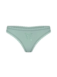 Cotton Lace-Waist Thong