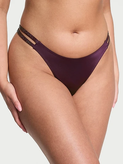 Sheer Shine Rose Adjustable String Thong Panty