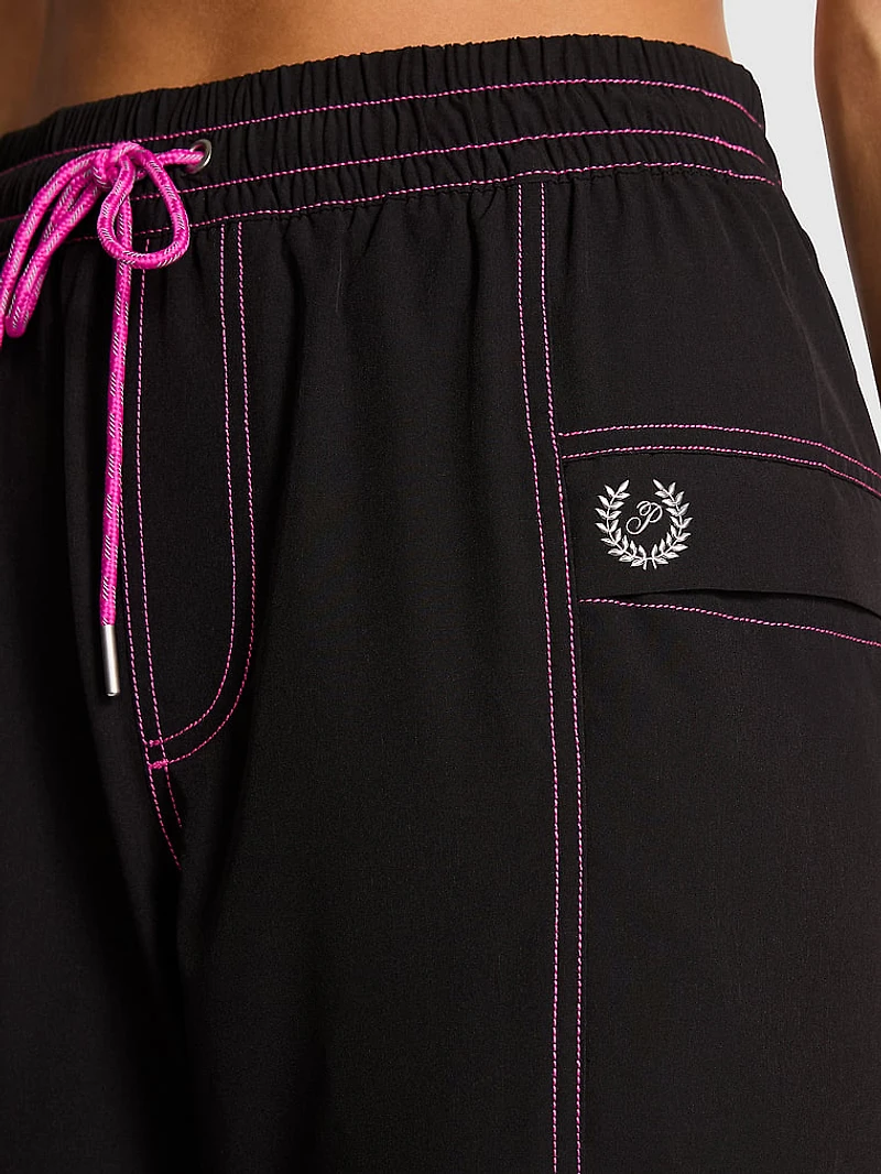 Twill Seamed Wide-Leg Pants