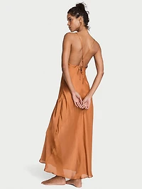 Luxe Sheer Satin Long Slip Dress