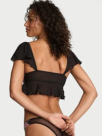 Wisteria Embroidery Flutter Bra Top