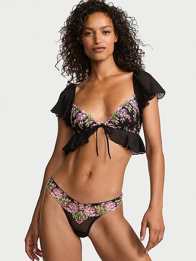 Wisteria Embroidery Flutter Bra Top