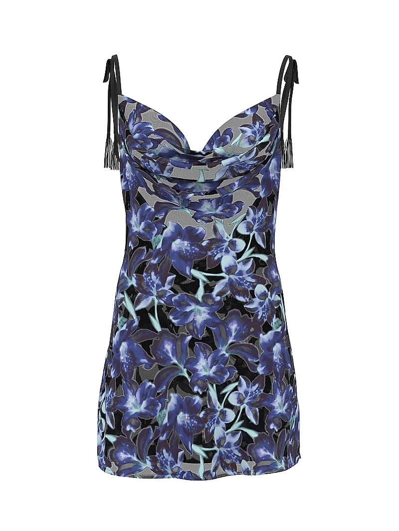 Electric Orchid Burnout Velvet Mini Slip Dress