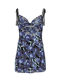 Electric Orchid Burnout Velvet Mini Slip Dress
