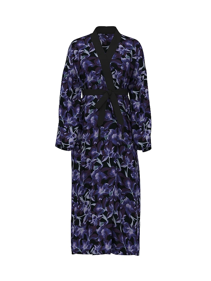 Electric Orchid Burnout Velvet Long Robe