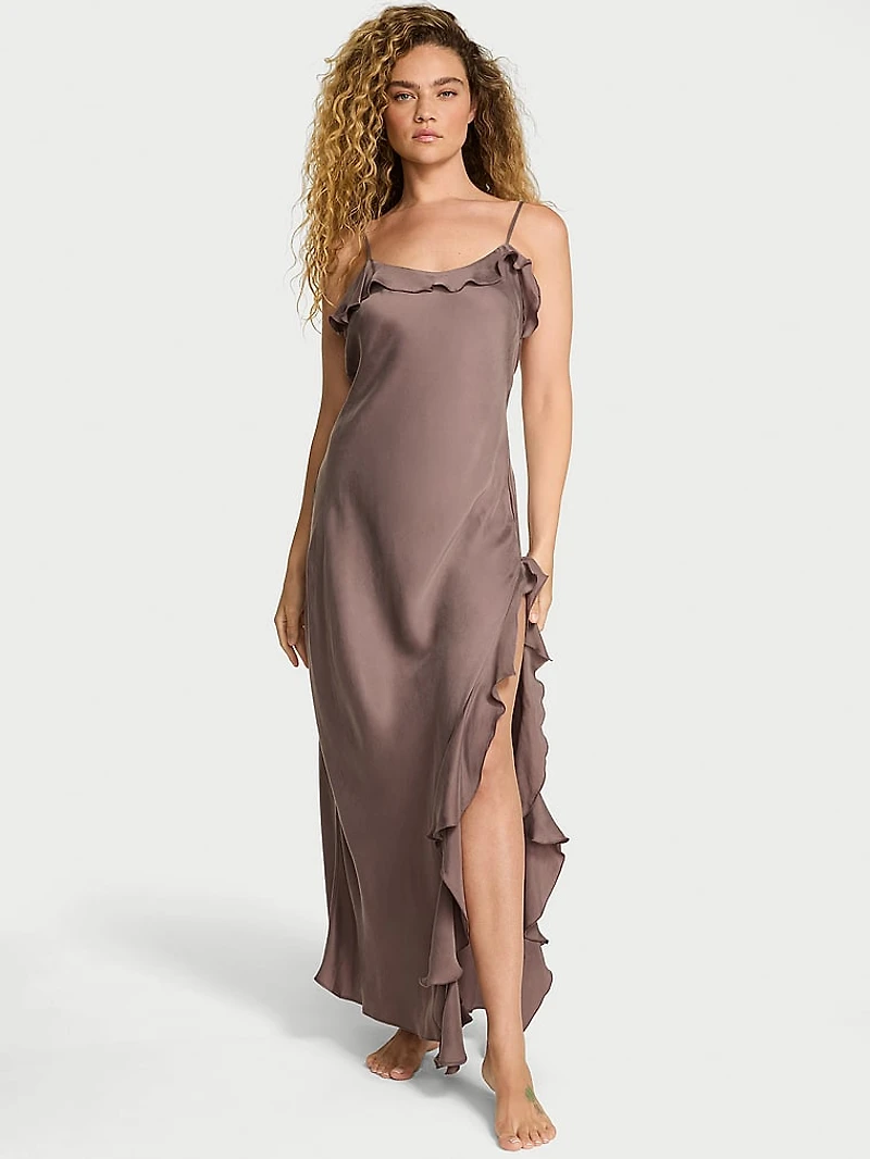 Silky Flutter Ruffled Long Slip