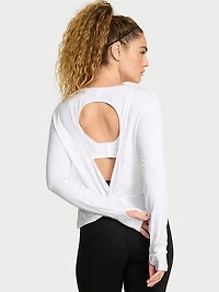 VSX Drapey Knit Long-Sleeve Open-Back Tee