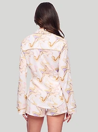 Pima Lusso Long-Sleeve Top & Boxer PJ Set