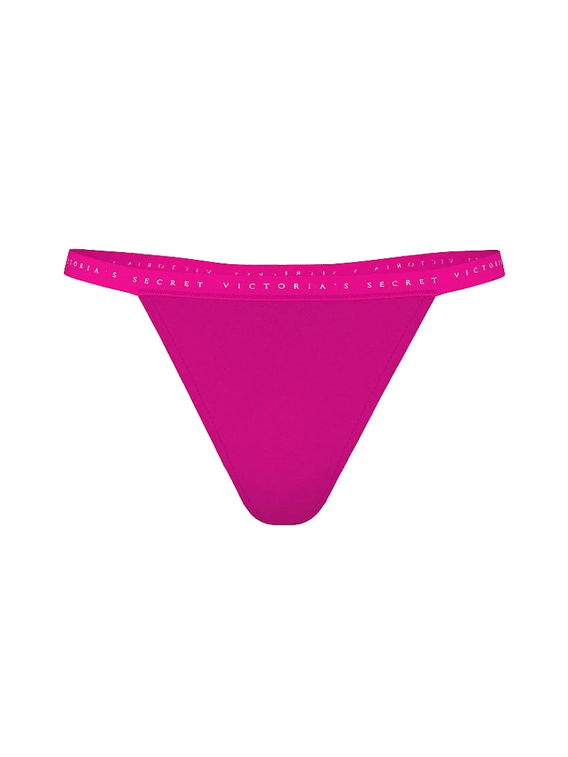 Stretch Cotton Dot Mesh V-String Panty