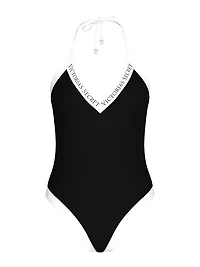 VS Iconic Logo Plunge One-Piece Swimsuit