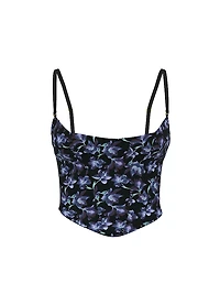 Electric Orchid Burnout Velvet Strapless Corset Top