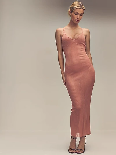 Sheer Knit Triangle Midi Dress